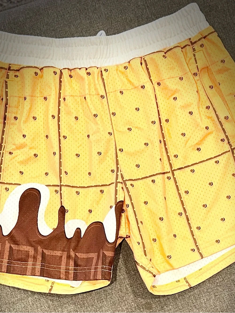 Yellow Men's Athletic Shorts with S’mores Graphic